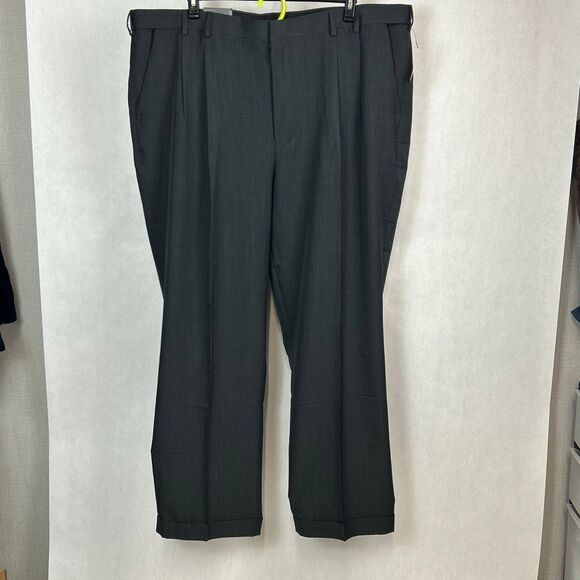 NEW Van Heusen Men’s Pants Slacks Gray Sz 46x32 Big & Tall Flex Waistband Premiu - Picture 1 of 10